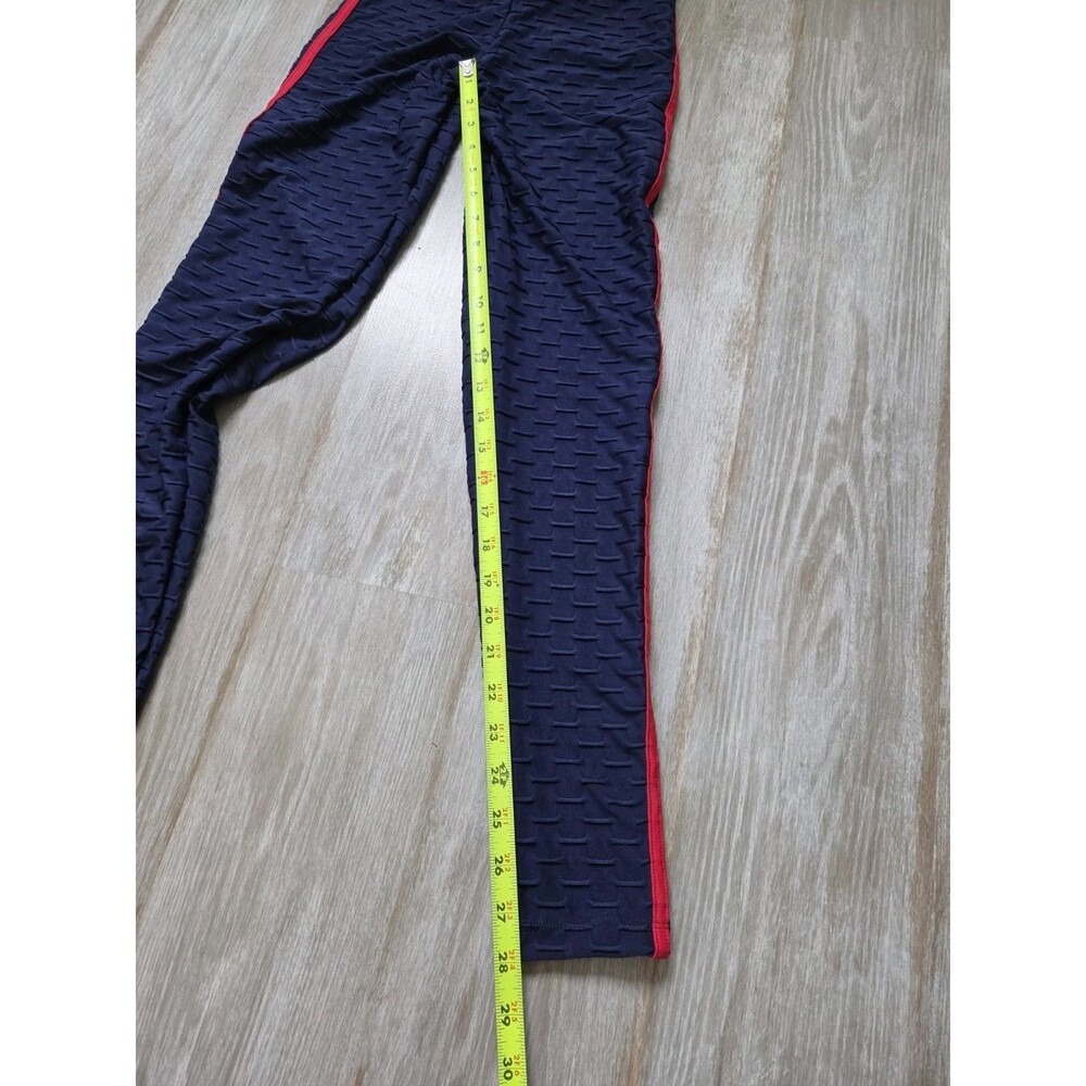 NWT Canoan Anti Cellulite Scrunch Bum Leggings Navy Red White Stripe Textured M - Picture 8 of 10